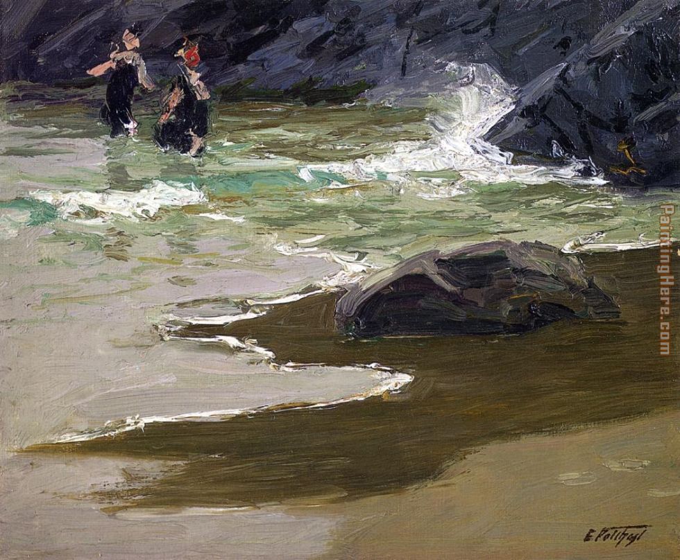 Bathers by a Rocky Coast painting - Edward Henry Potthast Bathers by a Rocky Coast art painting